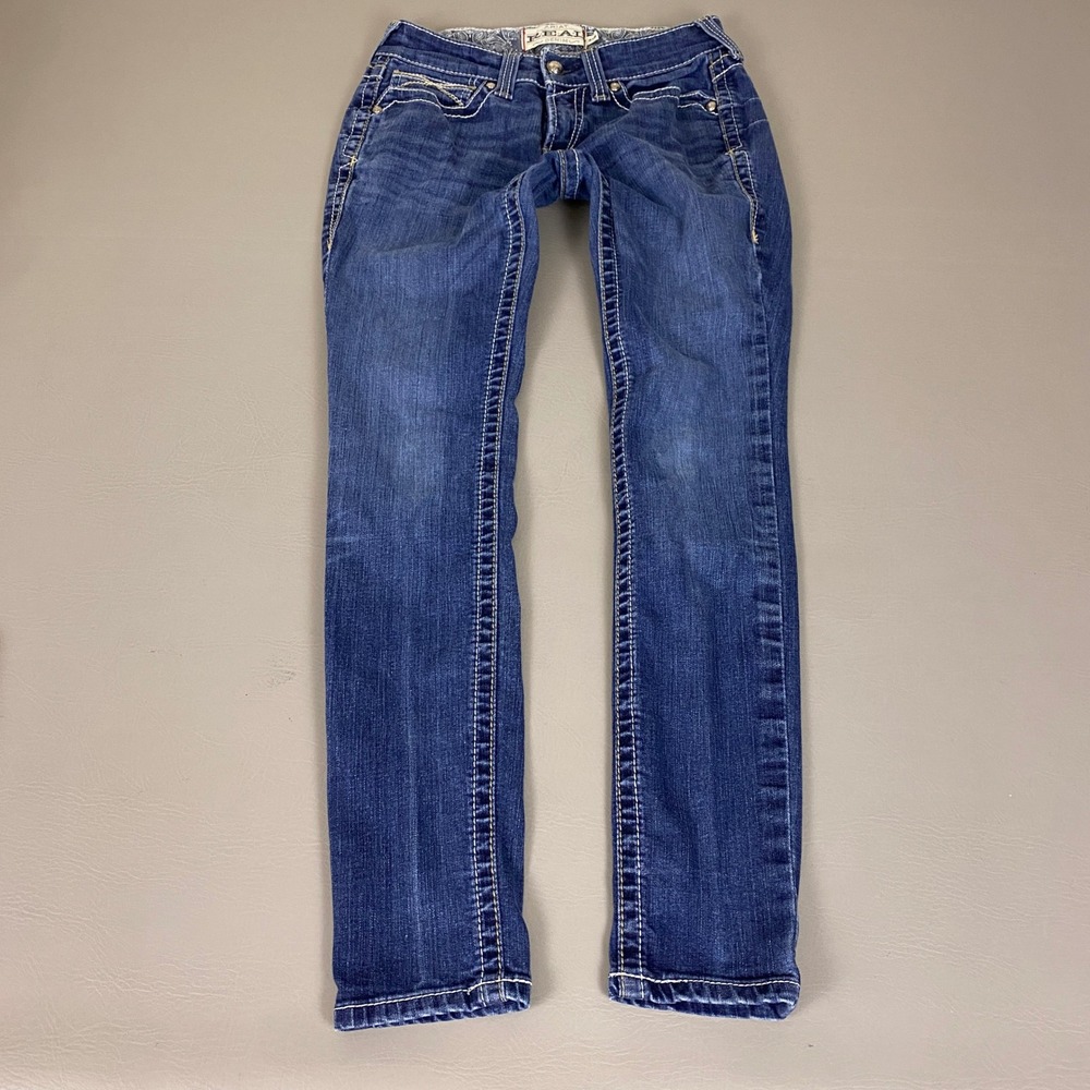 Ariat REAL Denim Skinny Jeans Women's 27R Blue Medium Wash Contrast Stitching